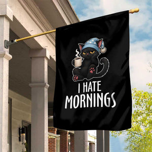 Funny I Hate Mornings Garden Flag Cute Lazy Cat Drink Coffee TS12 Print Your Wear