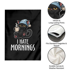 Funny I Hate Mornings Garden Flag Cute Lazy Cat Drink Coffee TS12 Print Your Wear