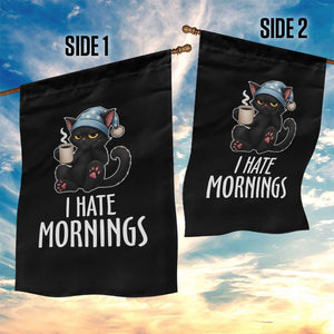 Funny I Hate Mornings Garden Flag Cute Lazy Cat Drink Coffee TS12 Print Your Wear