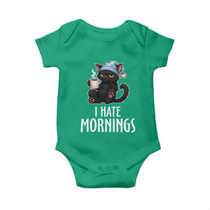 Funny I Hate Mornings Baby Onesie Cute Lazy Cat Drink Coffee TS12 Irish Green Print Your Wear