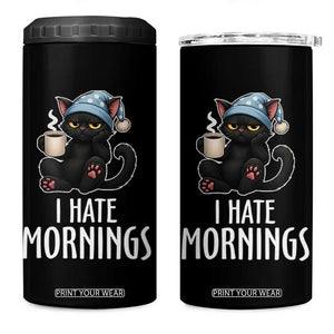 Funny I Hate Mornings 4 in 1 Can Cooler Tumbler Cute Lazy Cat Drink Coffee TS12 One Size: 16 oz Black Print Your Wear