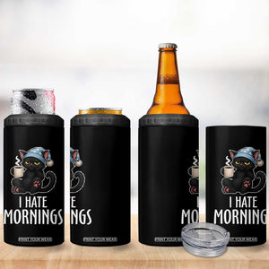 Funny I Hate Mornings 4 in 1 Can Cooler Tumbler Cute Lazy Cat Drink Coffee TS12 Print Your Wear