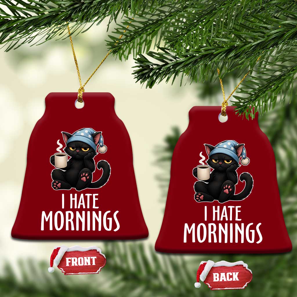 Funny I Hate Mornings Ceramic Ornament Cute Lazy Cat Drink Coffee TS12 Print Your Wear