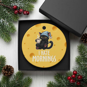 Funny I Hate Mornings Ceramic Ornament Cute Lazy Cat Drink Coffee TS12 1pc Yellow Cheese Print Your Wear