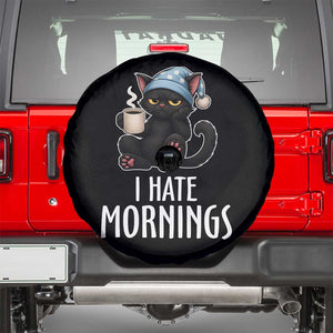 Funny I Hate Mornings Spare Tire Cover Cute Lazy Cat Drink Coffee TS12 Black Print Your Wear
