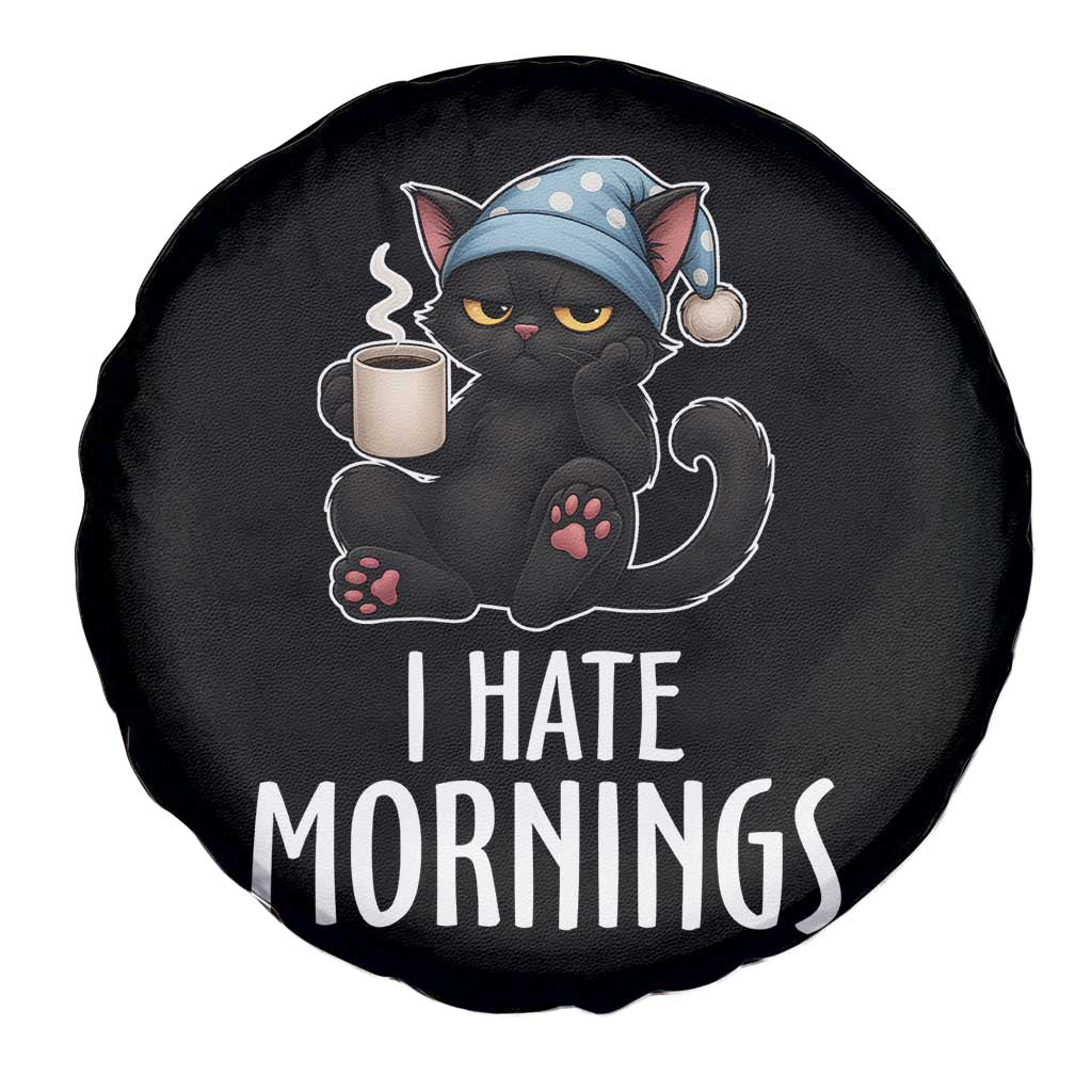 Funny I Hate Mornings Spare Tire Cover Cute Lazy Cat Drink Coffee TS12 Print Your Wear