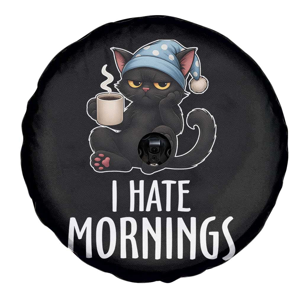 Funny I Hate Mornings Spare Tire Cover Cute Lazy Cat Drink Coffee TS12 Print Your Wear