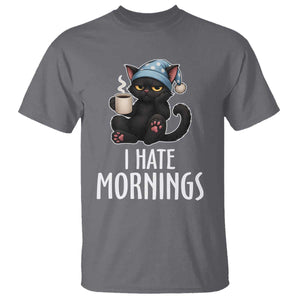 Funny I Hate Mornings T Shirt Cute Lazy Cat Drink Coffee TS12 Charcoal Print Your Wear