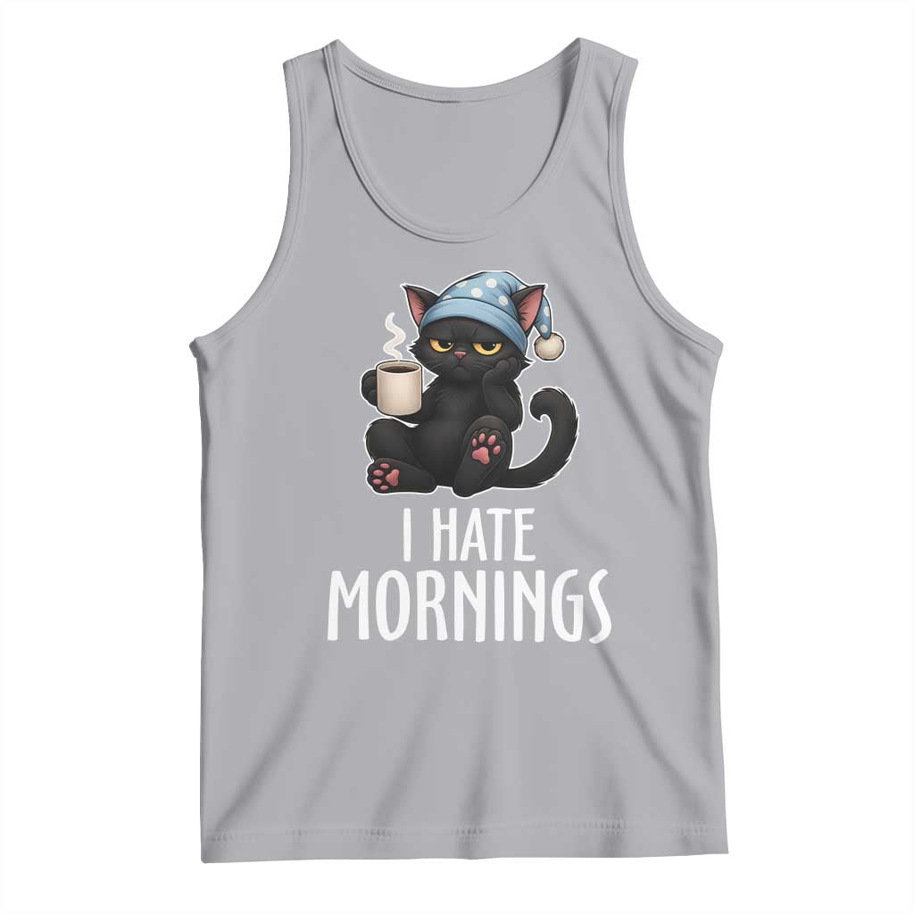 Funny I Hate Mornings Tank Top Cute Lazy Cat Drink Coffee TS12 Athletic Heather Print Your Wear