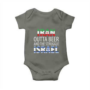 Funny Political Satire Baby Onesie Iran Outta Beer And The Struggle Israel