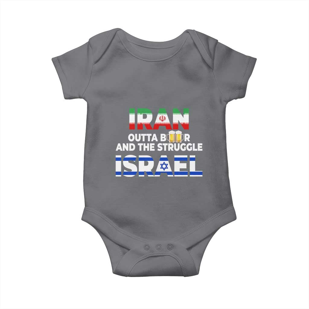 Funny Geopolitical Satire Iran Outta Beer Israel Struggle Baby Onesie