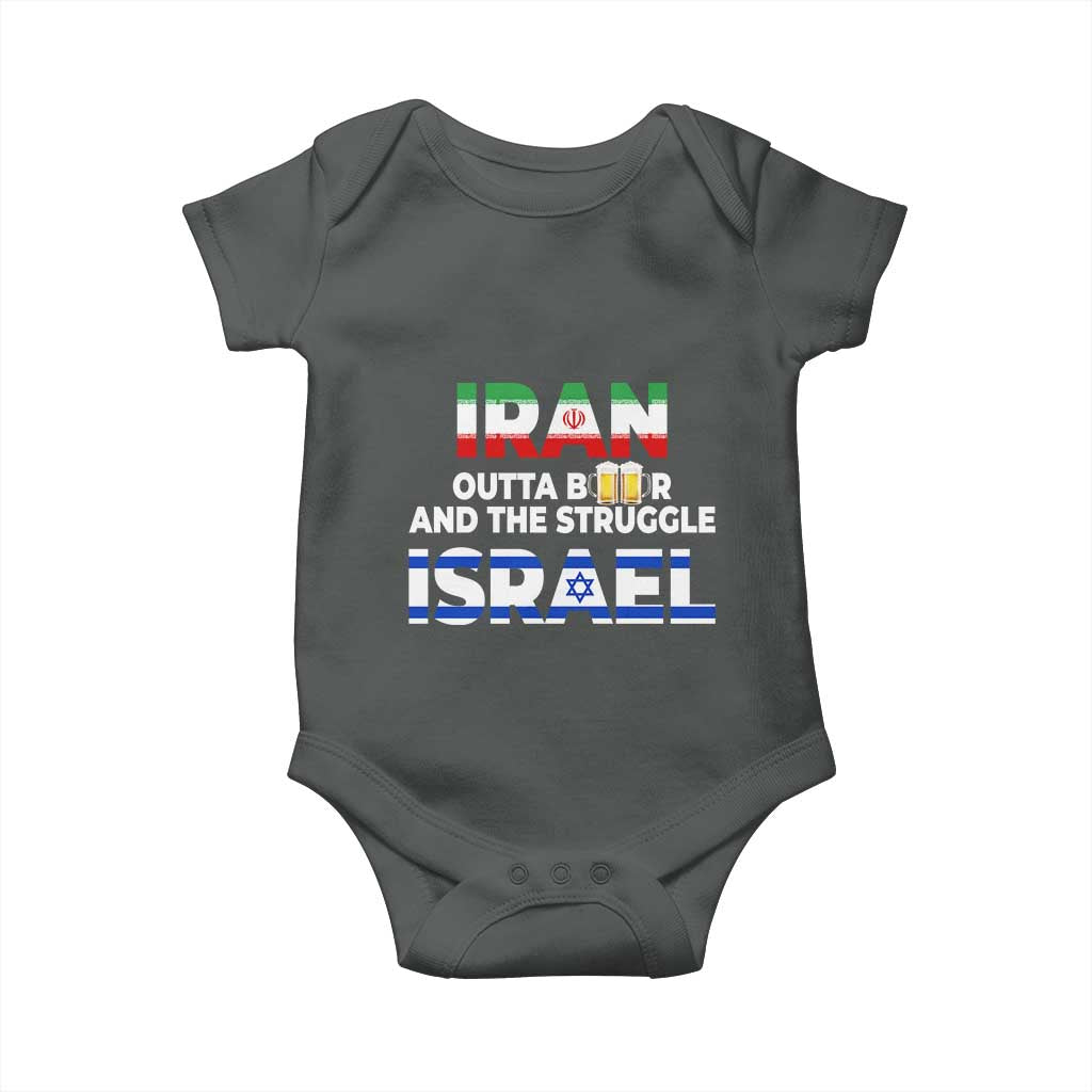 Funny Geopolitical Satire Iran Outta Beer Israel Struggle Baby Onesie