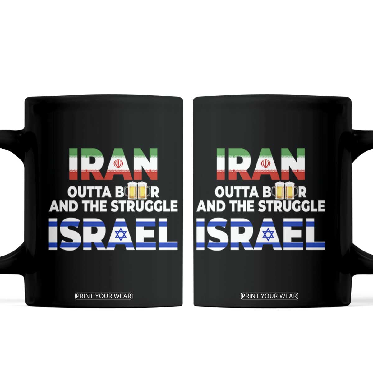 Funny Geopolitical Satire Iran Outta Beer Israel Struggle Coffee Mug