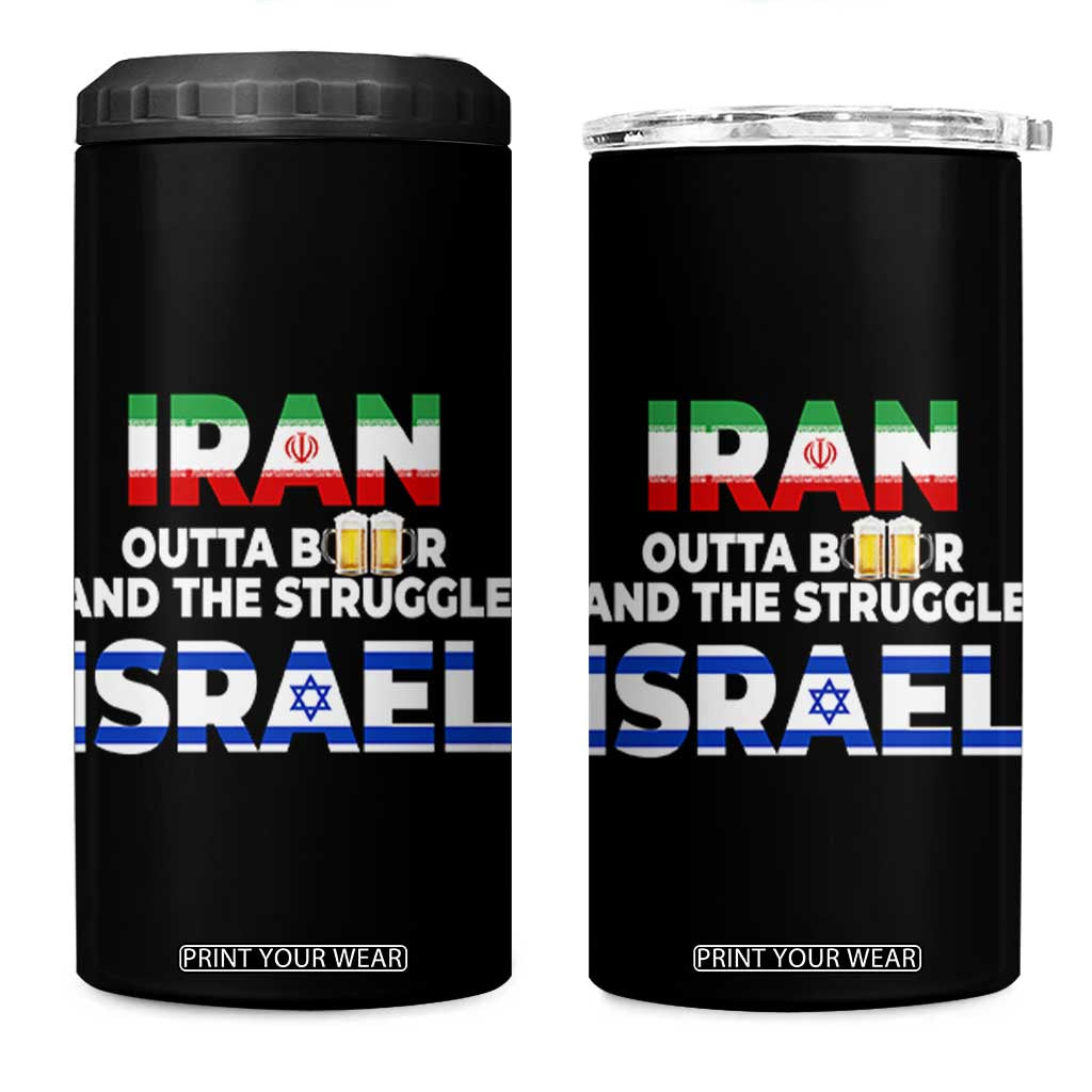 Funny Geopolitical Satire Iran Outta Beer Israel Struggle 4 in 1 Can Cooler Tumbler
