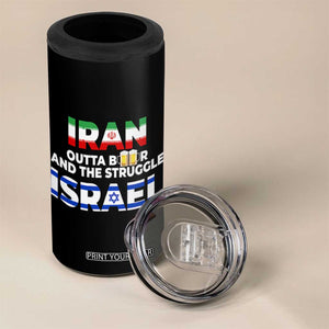 Funny Geopolitical Satire Iran Outta Beer Israel Struggle 4 in 1 Can Cooler Tumbler