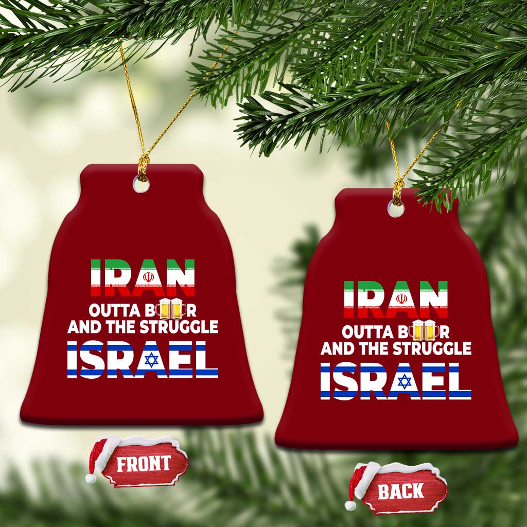 Funny Geopolitical Satire Iran Outta Beer Israel Struggle Ceramic Ornament
