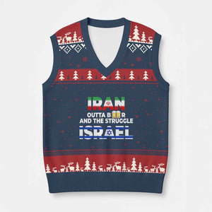Funny Geopolitical Satire Iran Outta Beer Israel Struggle V-Neck Knit Sweater Vest
