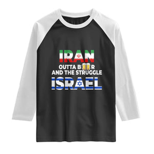 Funny Geopolitical Satire Iran Outta Beer Israel Struggle Raglan Shirt
