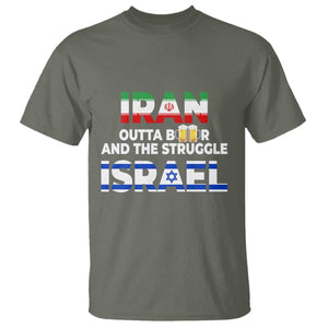 Funny Geopolitical Satire Iran Outta Beer Israel Struggle T Shirt