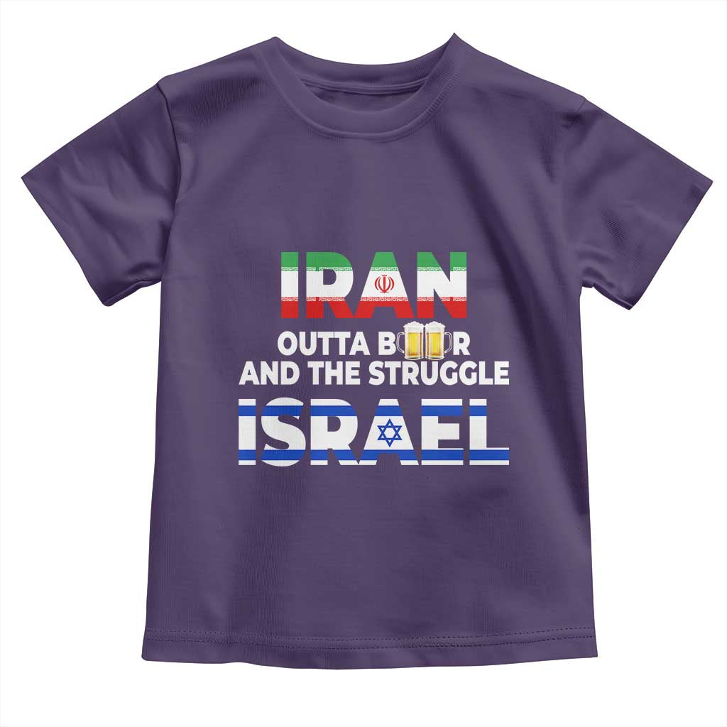 Funny Geopolitical Satire Iran Outta Beer Israel Struggle Toddler T Shirt