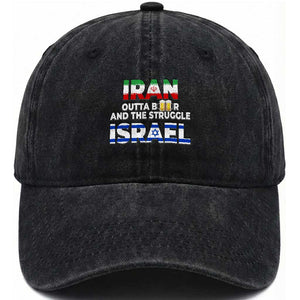 Funny Geopolitical Satire Iran Outta Beer Israel Struggle Washed Cotton Baseball Cap