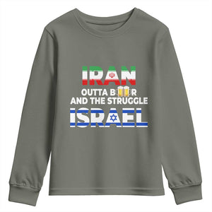 Funny Geopolitical Satire Iran Outta Beer Israel Struggle Youth Sweatshirt