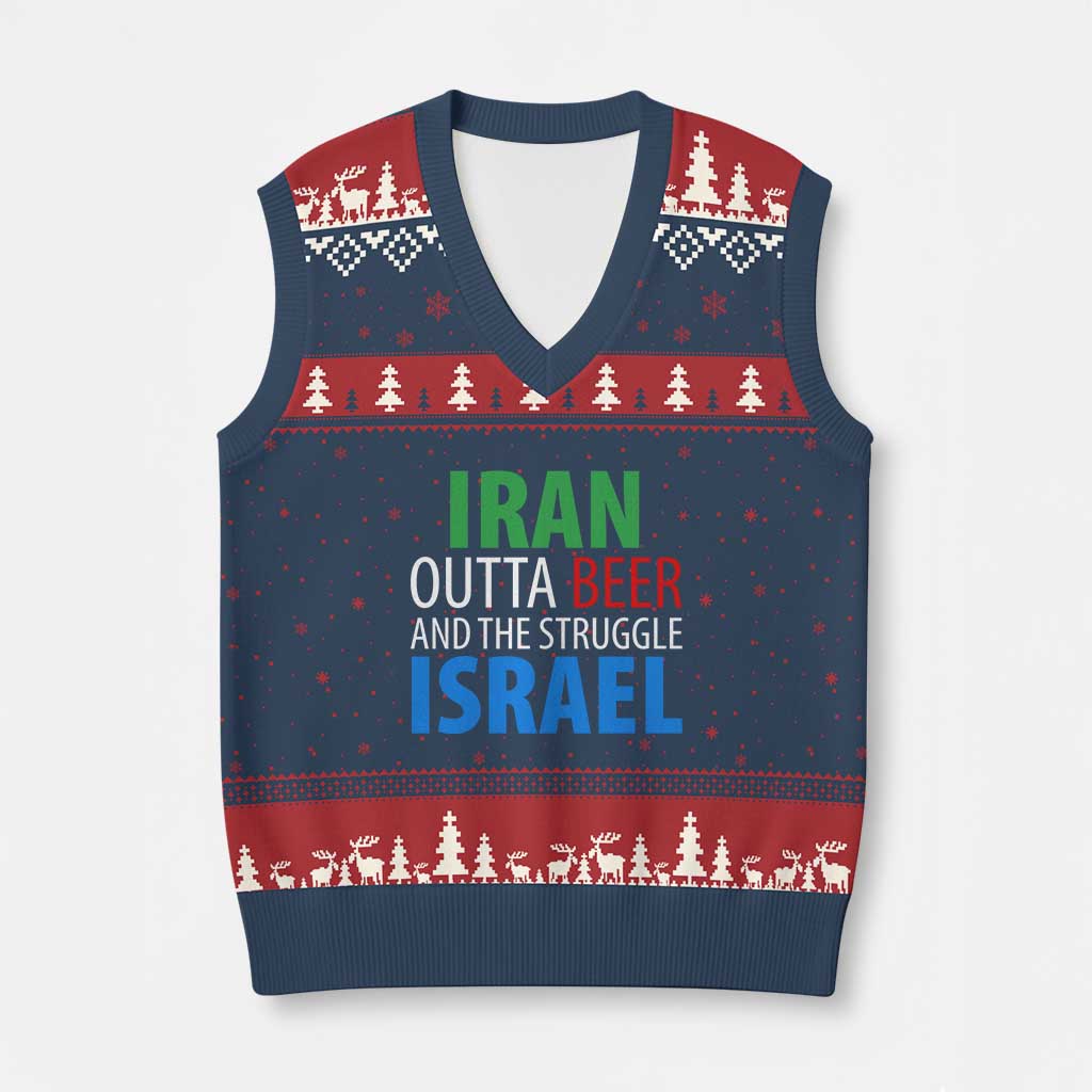 Iran And Israel Political Satire V-Neck Knit Sweater Vest The Great Beer Struggle TS12 Navy Red Print Your Wear