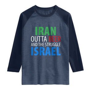 Iran And Israel Political Satire Raglan Shirt The Great Beer Struggle