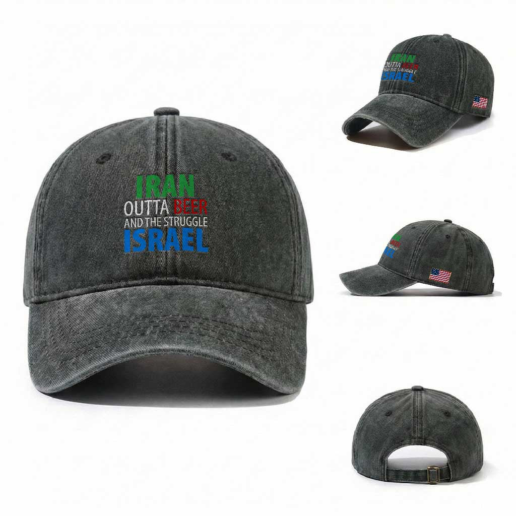 Iran And Israel Political Satire Washed Cotton Baseball Cap The Great Beer Struggle