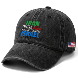 Iran And Israel Political Satire Washed Cotton Baseball Cap The Great Beer Struggle