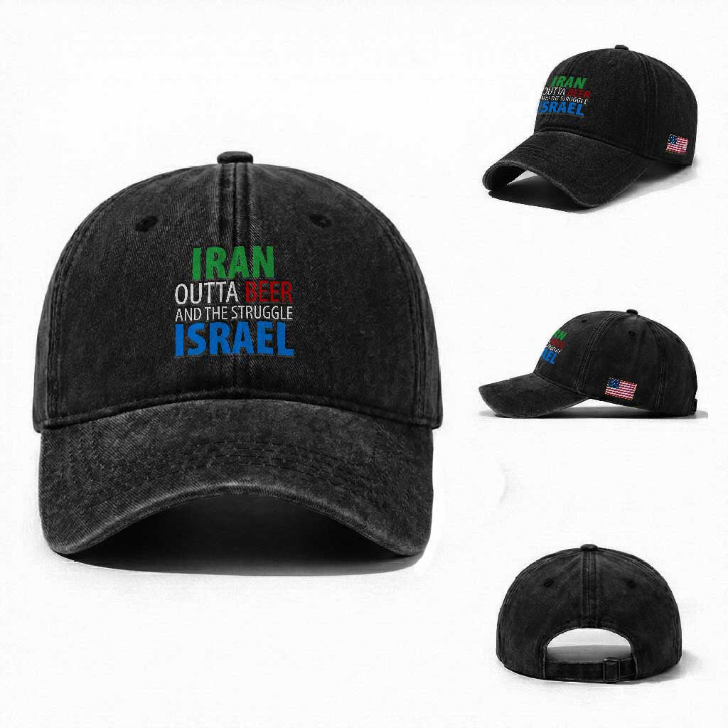 Iran And Israel Political Satire Washed Cotton Baseball Cap The Great Beer Struggle