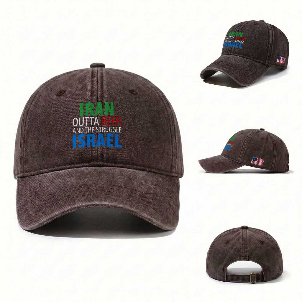 Iran And Israel Political Satire Washed Cotton Baseball Cap The Great Beer Struggle