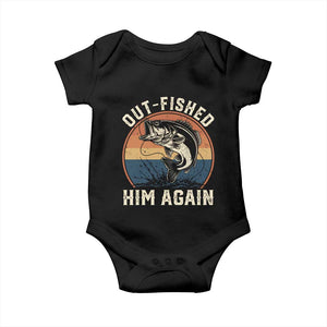 Funny Bass Fishing Baby Onesie Out Fished Him Again Fisherman Outdoor Adventure