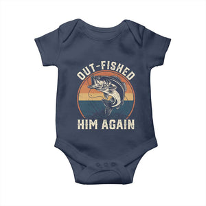 Funny Bass Fishing Baby Onesie Out Fished Him Again Fisherman Outdoor Adventure