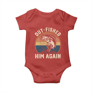 Funny Bass Fishing Baby Onesie Out Fished Him Again Fisherman Outdoor Adventure