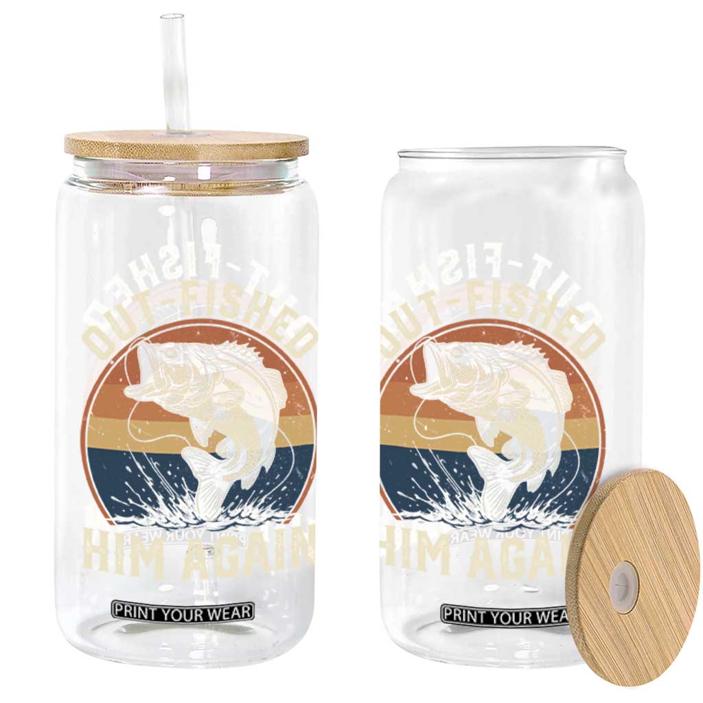 Funny Bass Fishing Glass Can Out Fished Him Again Fisherman Outdoor Adventure