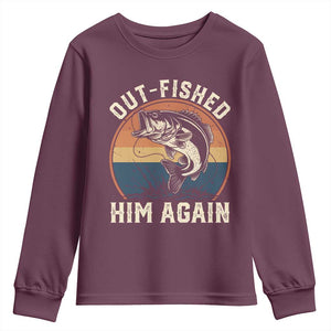 Funny Bass Fishing Youth Sweatshirt Out Fished Him Again Fisherman Outdoor Adventure