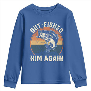 Funny Bass Fishing Youth Sweatshirt Out Fished Him Again Fisherman Outdoor Adventure