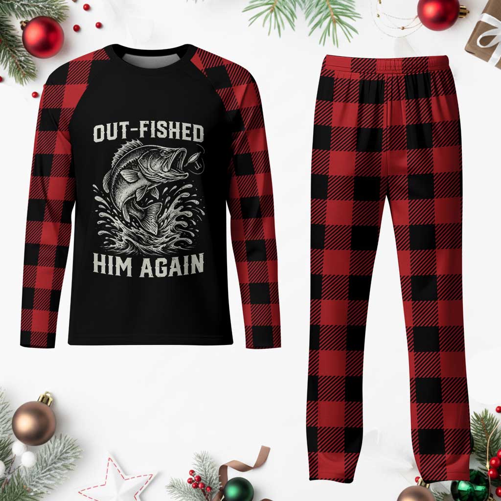 Out Fished Him Again Fisherman Angler Gift Plaid Pajama Set Funny Fishing Sayings TS12 Buffalo Plaid Print Your Wear