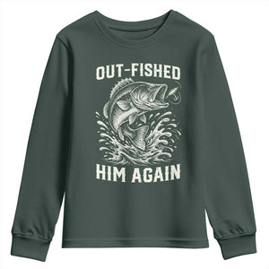 Out Fished Him Again Fisherman Angler Gift Youth Sweatshirt Funny Fishing Sayings