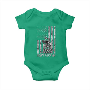 Rattlesnake Surveillance Camera US Flag Camo Graphic Baby Onesie Dont Flock Me