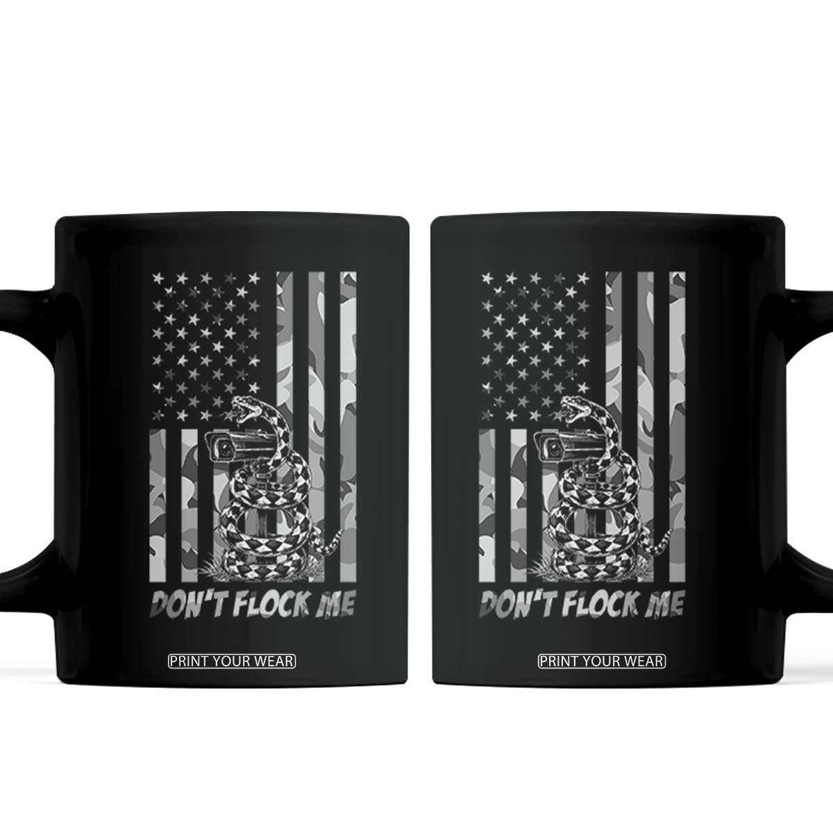 Rattlesnake Surveillance Camera US Flag Camo Graphic Coffee Mug Dont Flock Me TS12 Black Print Your Wear