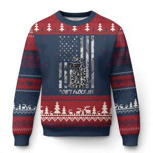 Rattlesnake Surveillance Camera US Flag Camo Graphic Ugly Christmas Sweater Dont Flock Me