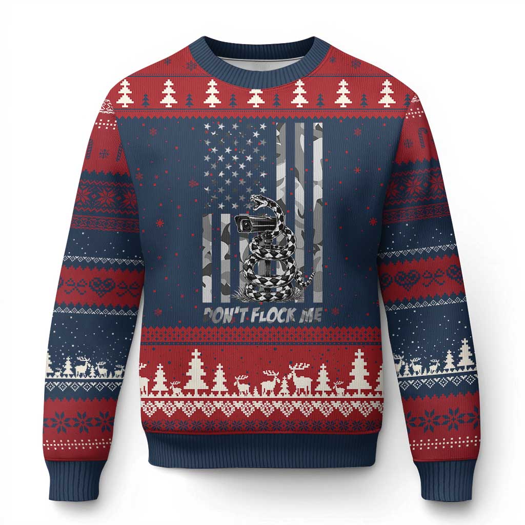 Rattlesnake Surveillance Camera US Flag Camo Graphic Ugly Christmas Sweater Dont Flock Me TS12 Navy Red Print Your Wear