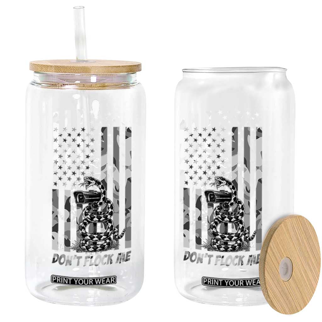 Rattlesnake Surveillance Camera US Flag Camo Graphic Glass Can Dont Flock Me