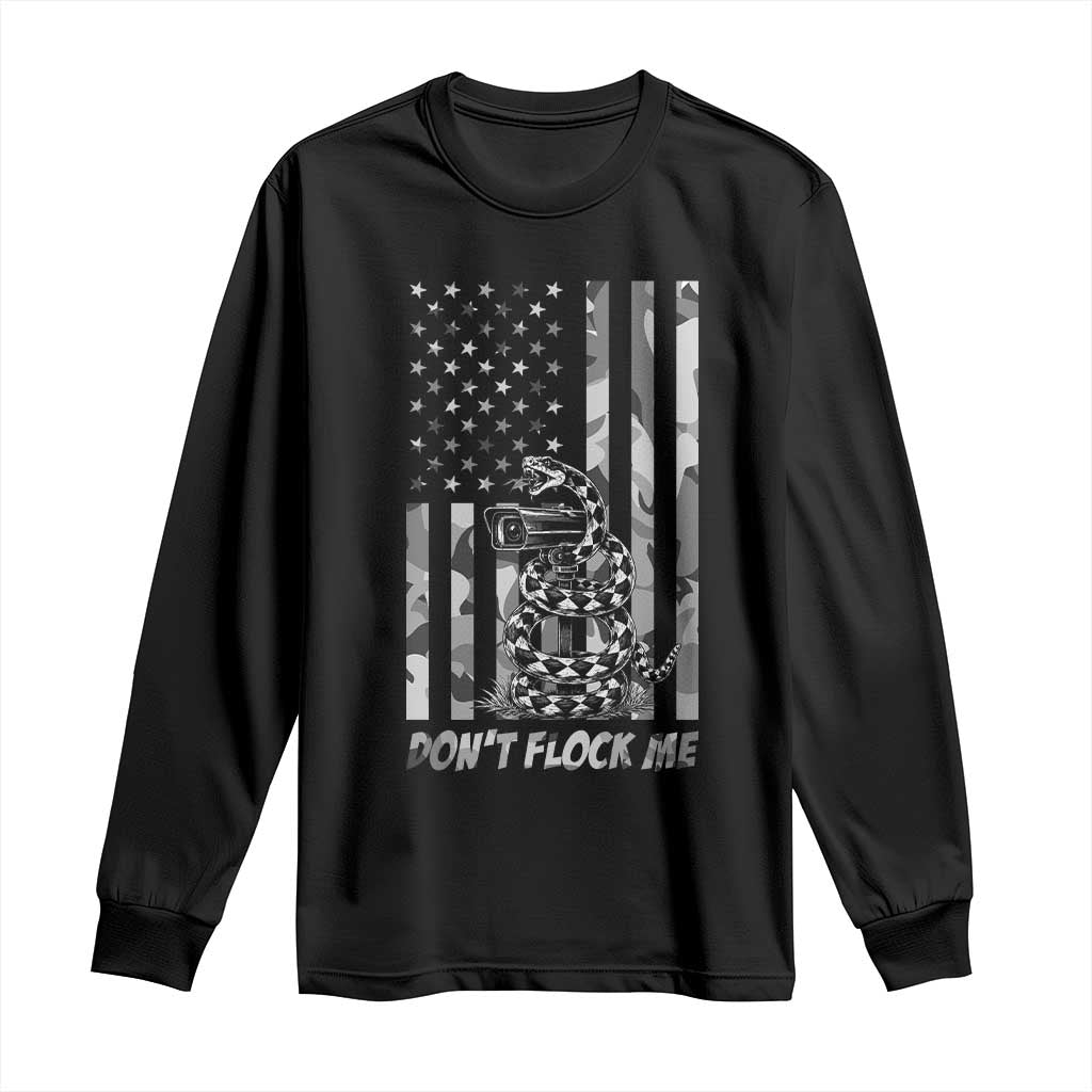 Rattlesnake Surveillance Camera US Flag Camo Graphic Long Sleeve Shirt Dont Flock Me TS12 Black Print Your Wear