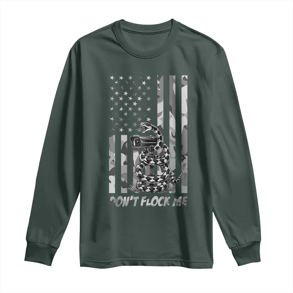 Rattlesnake Surveillance Camera US Flag Camo Graphic Long Sleeve Shirt Dont Flock Me