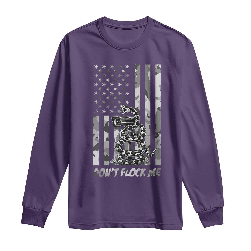 Rattlesnake Surveillance Camera US Flag Camo Graphic Long Sleeve Shirt Dont Flock Me