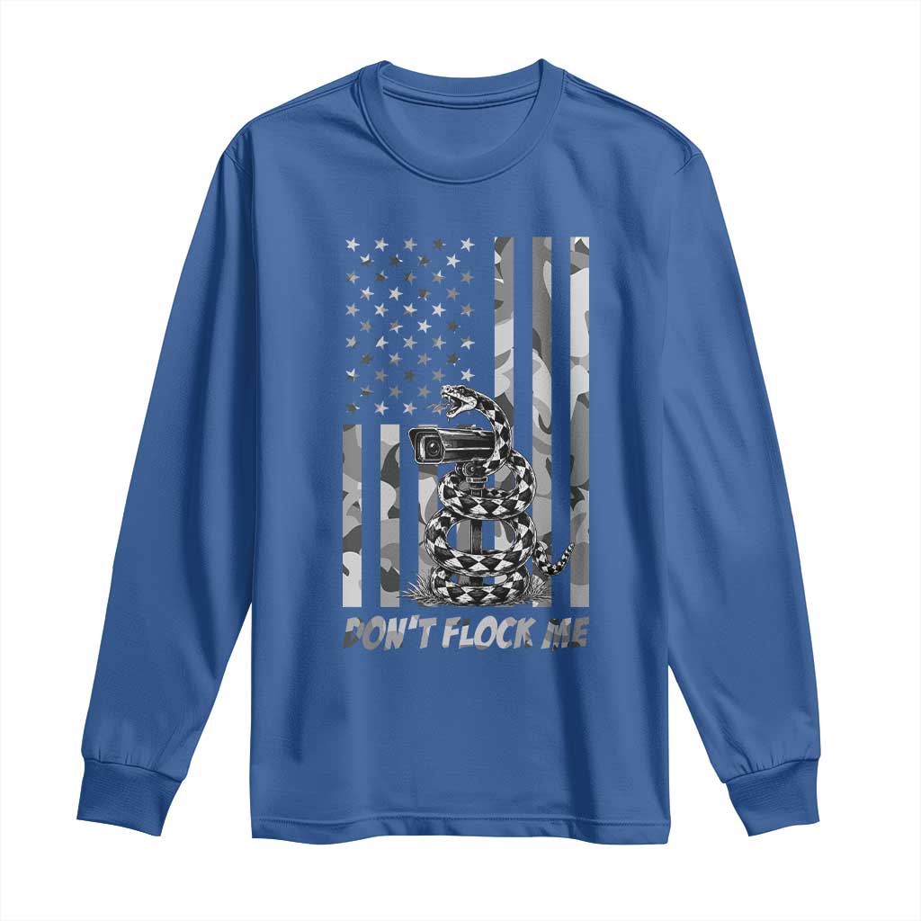 Rattlesnake Surveillance Camera US Flag Camo Graphic Long Sleeve Shirt Dont Flock Me