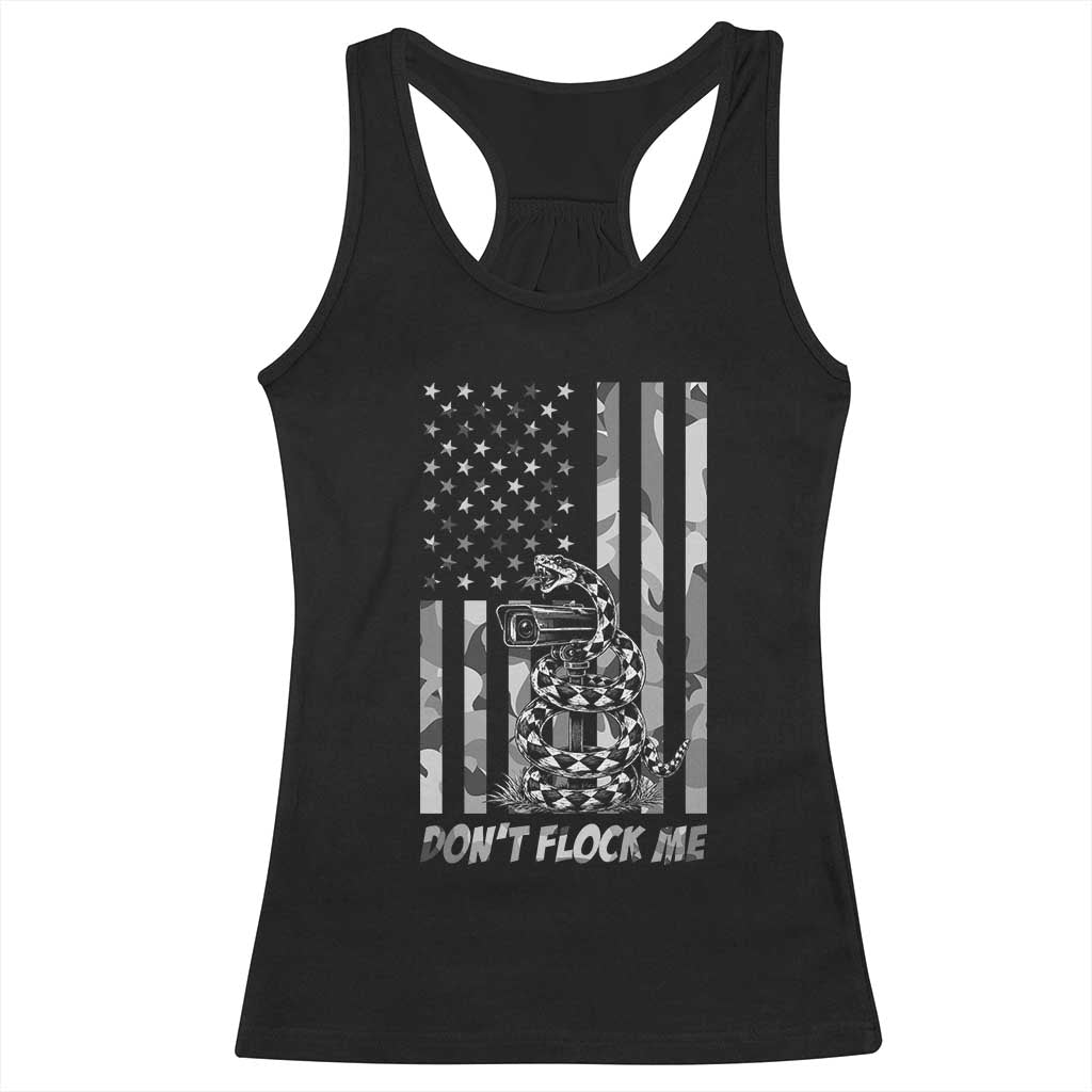 Rattlesnake Surveillance Camera US Flag Camo Graphic Racerback Tank Top Dont Flock Me TS12 Black Print Your Wear